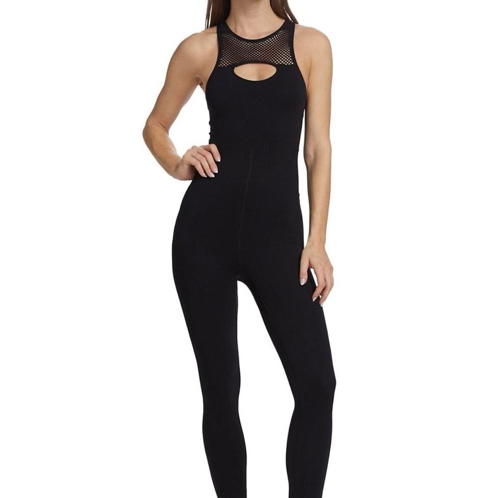 Free People Black Mesh Detail Jumpsuit